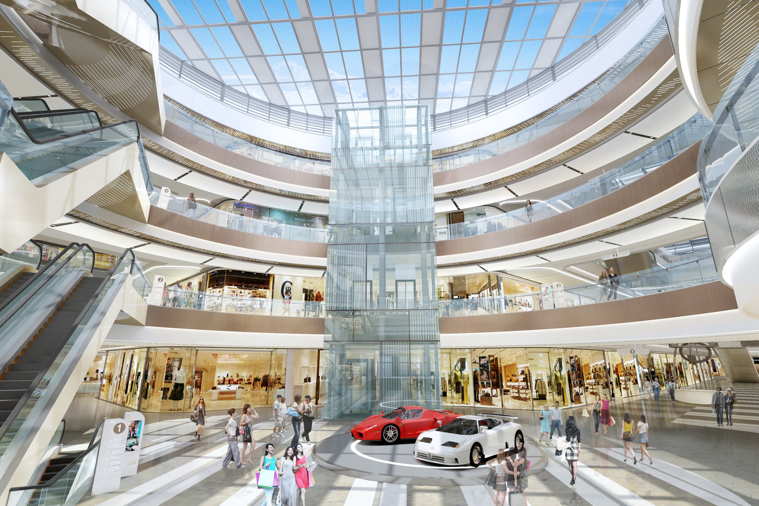 购物中心中庭设计讲究通透性效果图彰显不俗气息